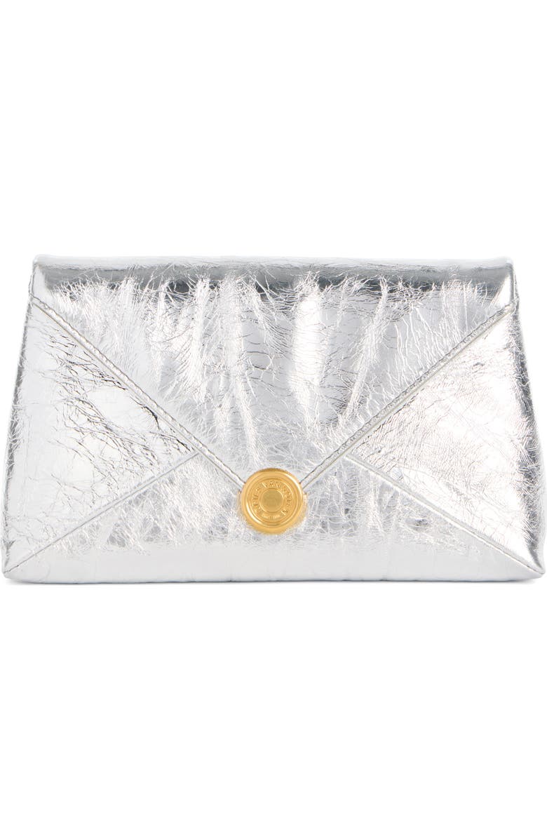 Dries Van Noten Metallic Leather Envelope Clutch, Main, color, Silver 952