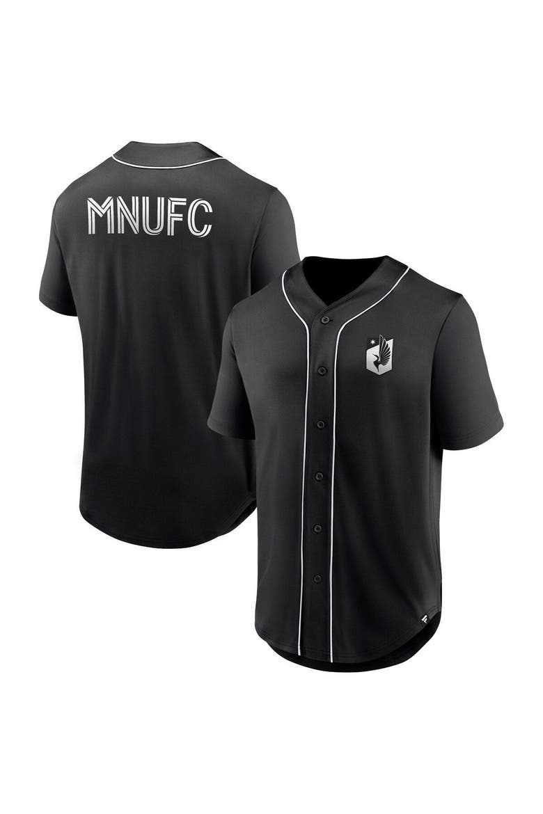 Men's Fanatics Branded Black Minnesota United FC Third Period Fashion Baseball Button-Up Jersey, Main, color, Black