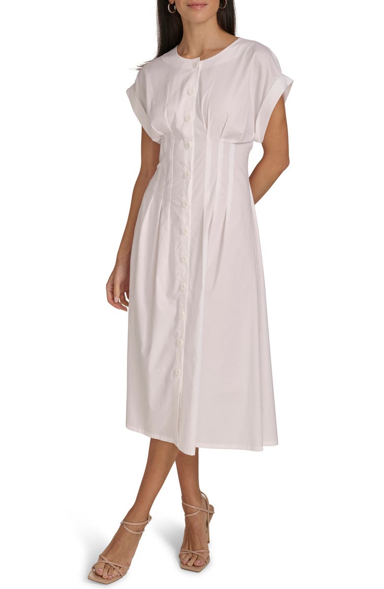 Calvin Klein Short Sleeve Button Front Midi Dress, Main, color, 