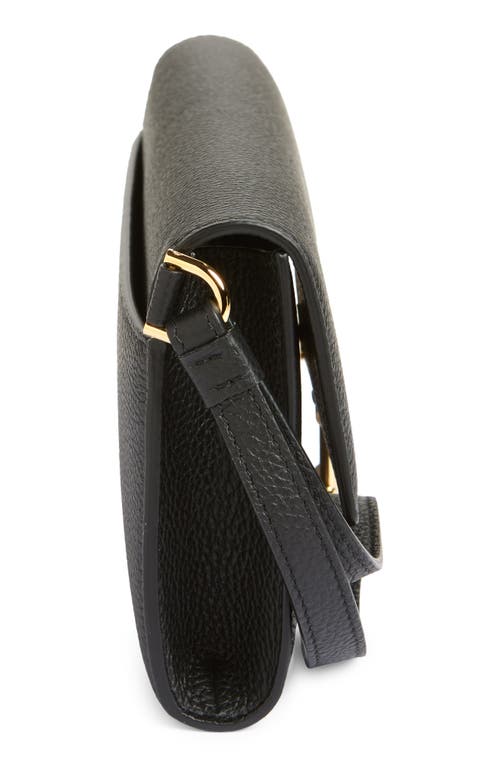 Tom Ford Leather Wristlet Pouch Gold-tone Hardware In Black
