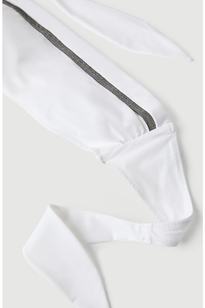 Bikini bandeau top with monili, Alternate, color, White