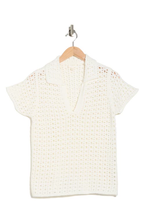 Cyrus Open Stitch Polo In White