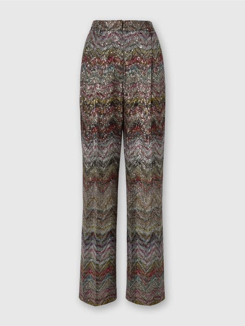 パンツ MISSONI Woman Pants Multicolor DS23WI1PBK030L FM12G Zig Zag metallic flared pants in multicoloured - Missoni
