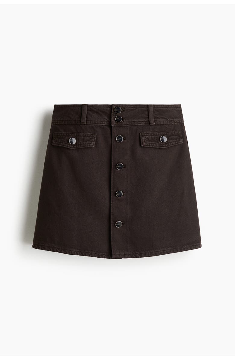 H&M A-line Denim Mini Skirt, Main, color, Dark Brown