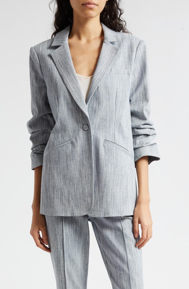 Cinq à Sept Khloe Stretch Cotton Blend Blazer, Main, color, Indigo/ White