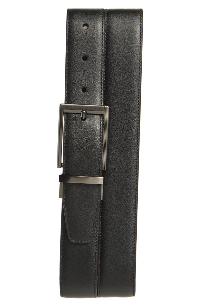 Original Penguin Feather Edge Burnished Leather Belt, Alternate, color, Brown