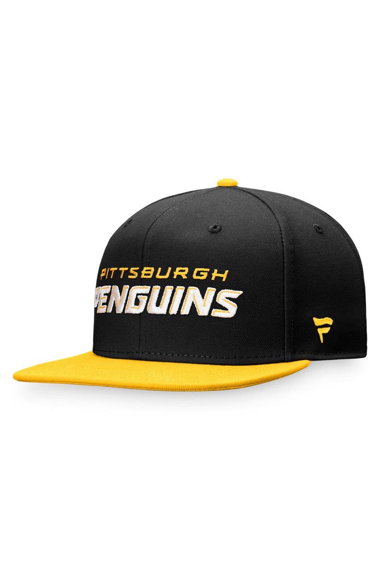 FANATICS Men's Fanatics Branded Black/Gold Pittsburgh Penguins Iconic Color Blocked Snapback Hat, Alternate, color, 