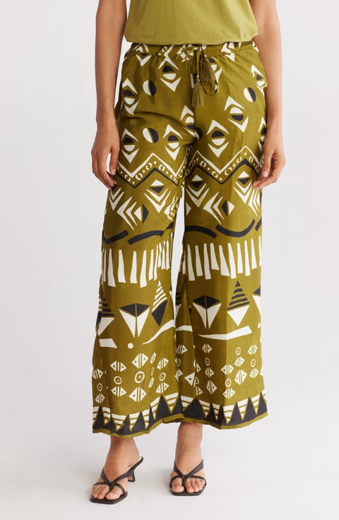 Drawstring Waist Wide Leg Pants