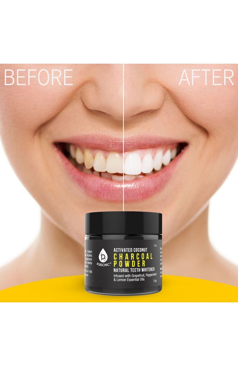 PURSONIC Activated Coconut Charcoal Powder Natural Teeth Whitener, Alternate, color, Multicolor
