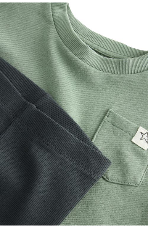 Next Kids' Long Sleeve Pocket T-shirt & Leggings Set In Green