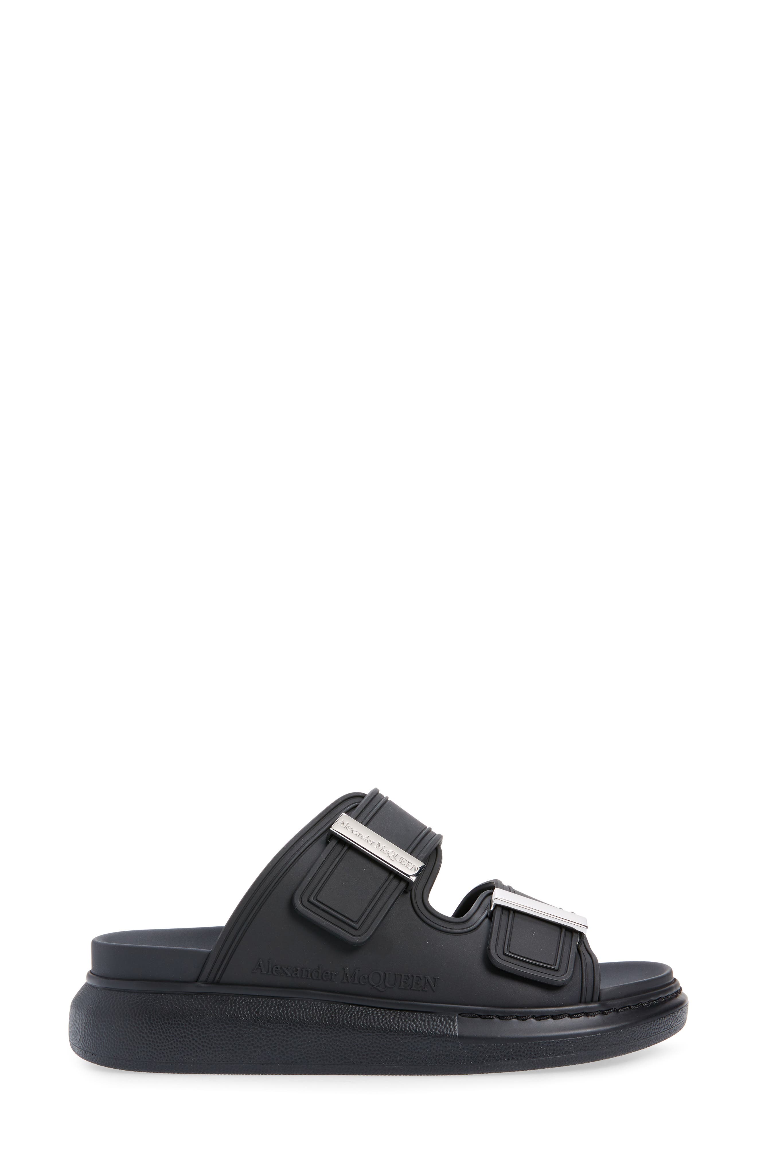 McQueen Oversized Slide Sandal, Alternate, color, Black