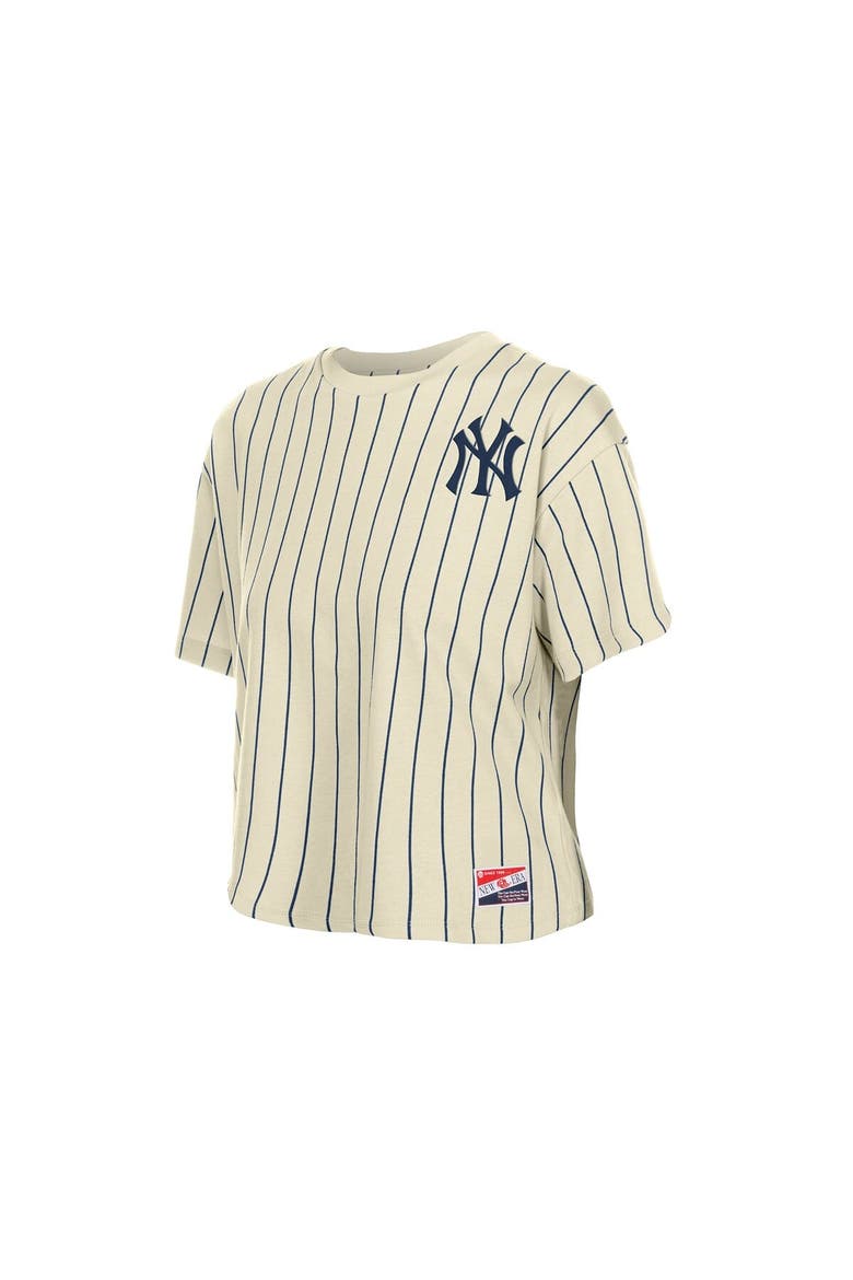 Women's New Era  Cream New York Yankees Throwback Boxy T-Shirt, Alternate, color, Cream