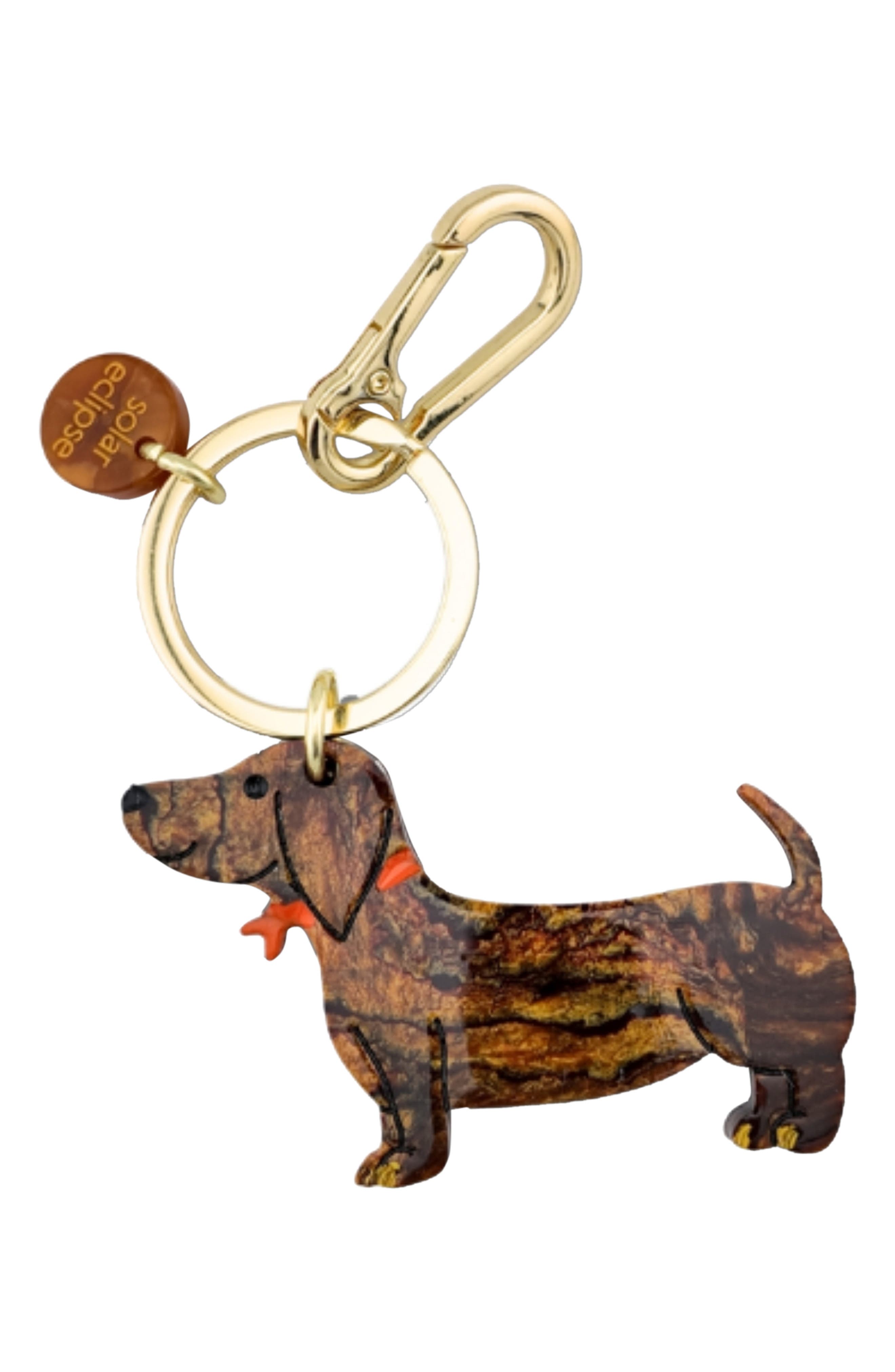 Solar Eclipse Hand Painted Dachshund Key Chain Bag Charm, Main, color, 