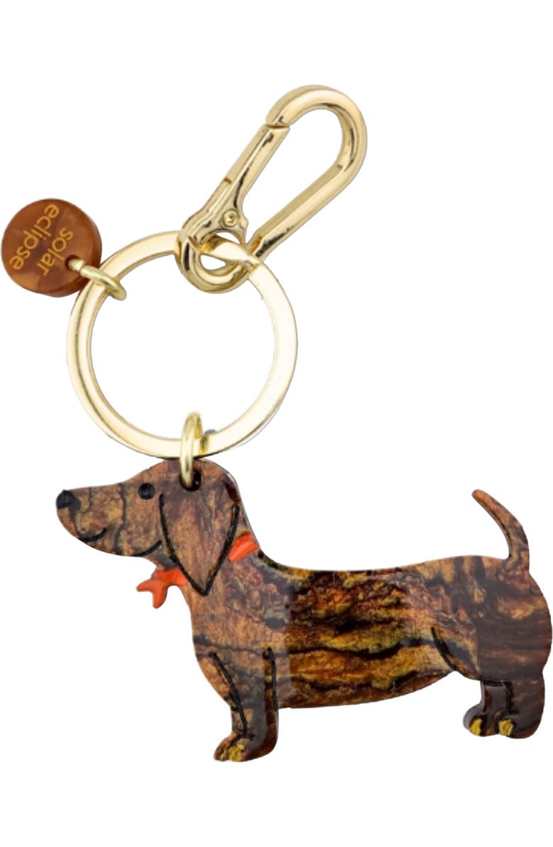 Solar Eclipse Hand Painted Dachshund Key Chain Bag Charm, Main, color,