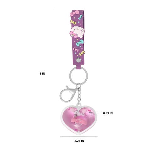 Hello Kitty Acrylic Liquid Heart Keychain In Purple