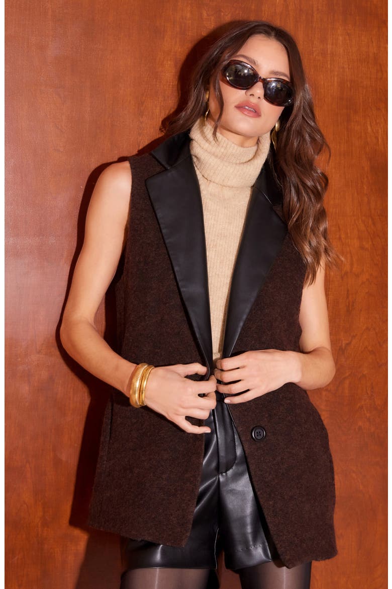 Brooklyn Wool Blend Vest, Alternate, color, BROWN
