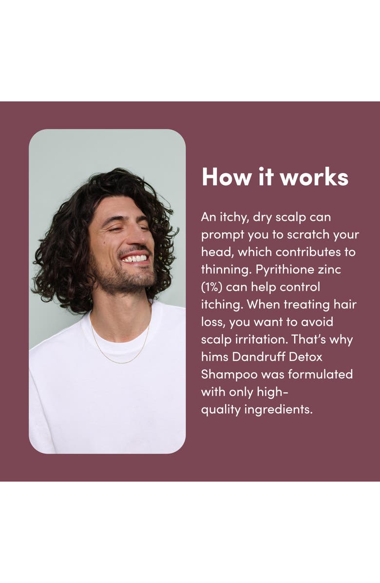 HIMS & HERS Dandruff Detox Shampoo Purifying, Soothing, Zinc Pyrithione Formula with Argan & Avocado Oils, Alternate, color, White