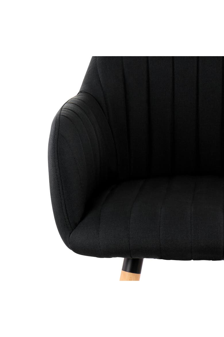 2 Piece Fabric Tufted Chair with Wooden Legs, Alternate, color, Black