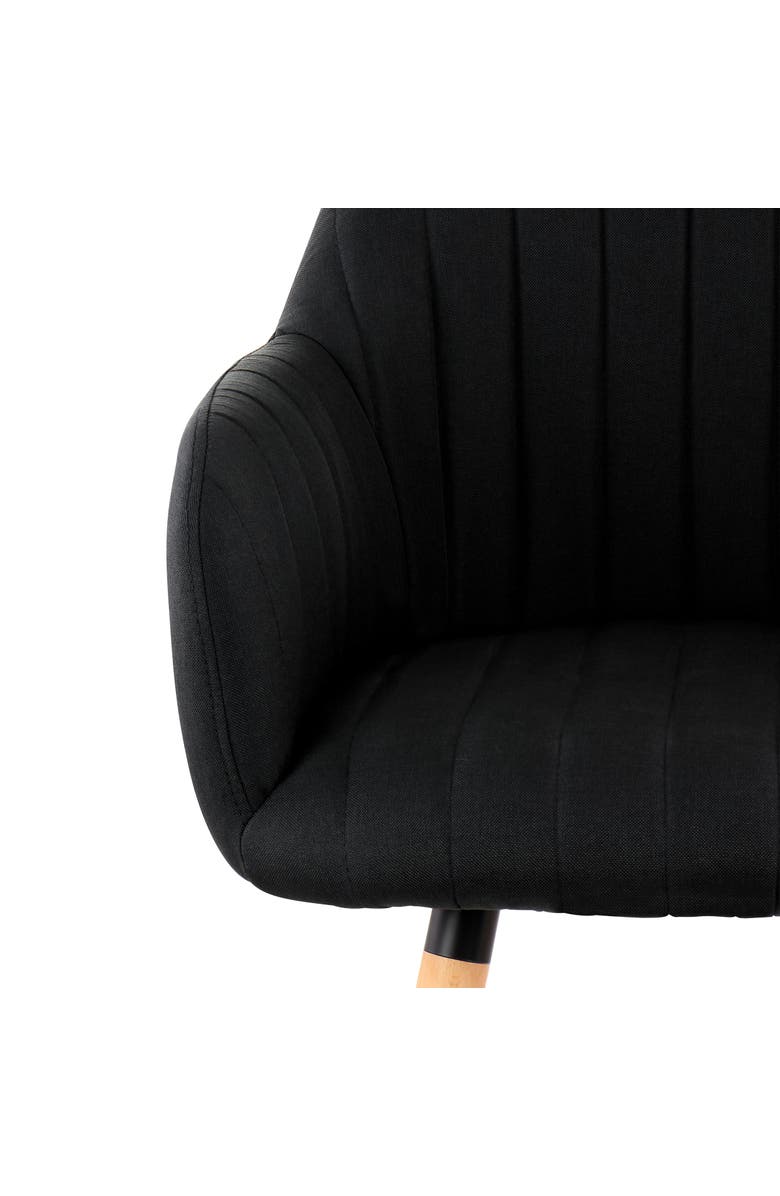 Elama 2 Piece Fabric Tufted Chair with Wooden Legs, Alternate, color, Black