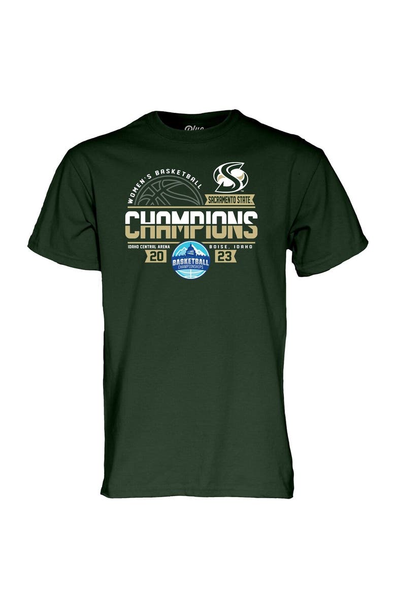 BLUE 84 Green Sacramento State Hornets 2023 Big Sky Women’s Basketball Conference Tournament Champions T-Shirt, Alternate, color, 