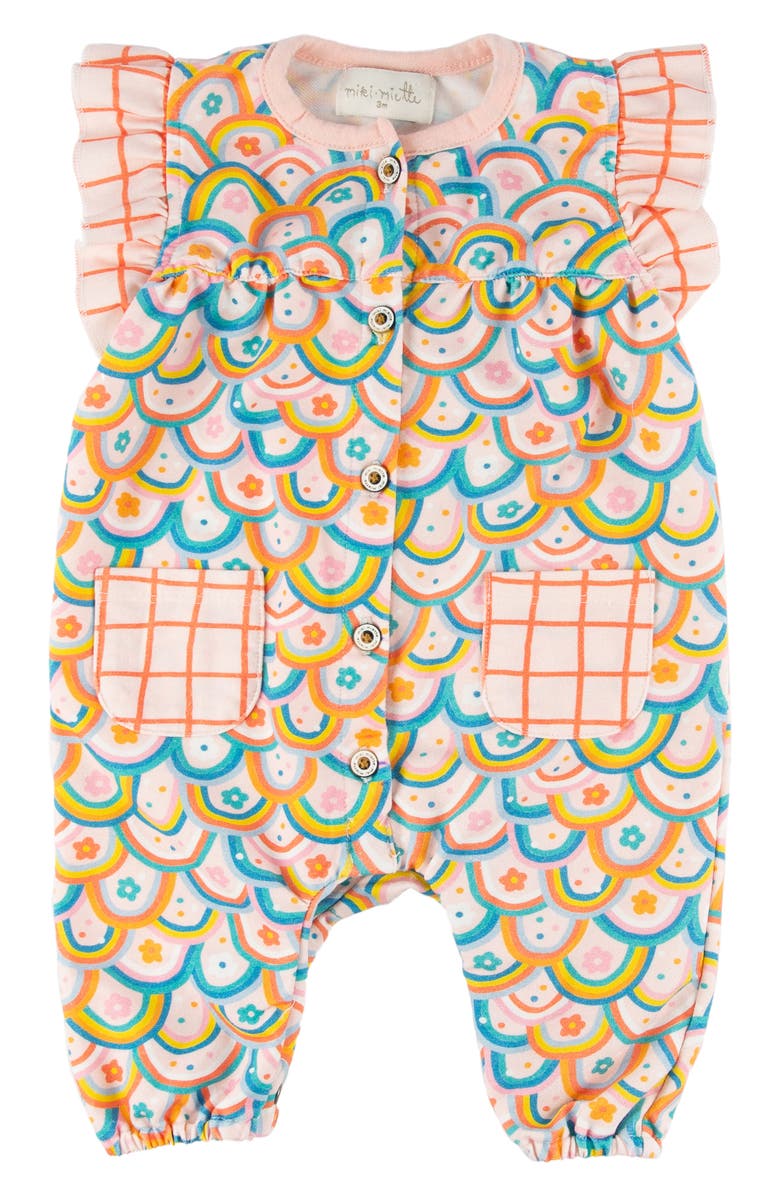 Miki Miette Ada Print Ruffle Romper, Main, color, 