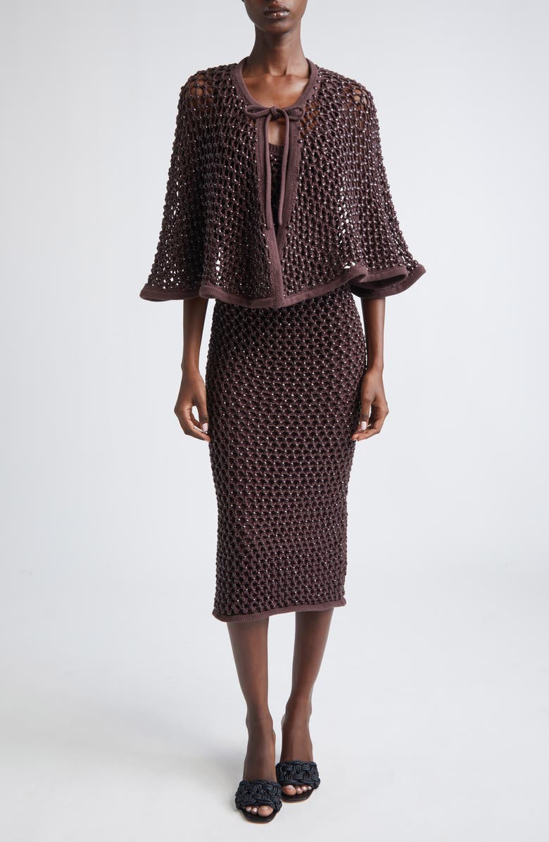 Diotima Crystal Mesh Capelet, Alternate, color, Nightshade