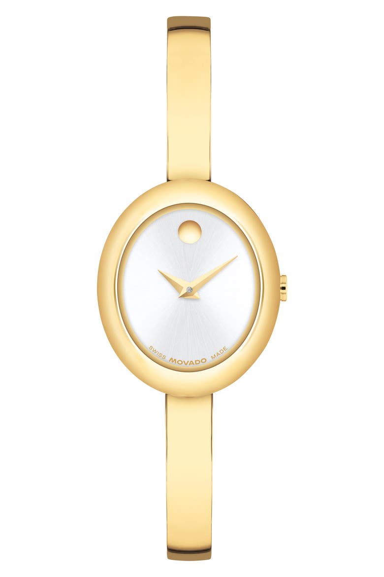Museum Oval Bangle Watch, 22mm x 26mm, Main, color, SILVER DIAL