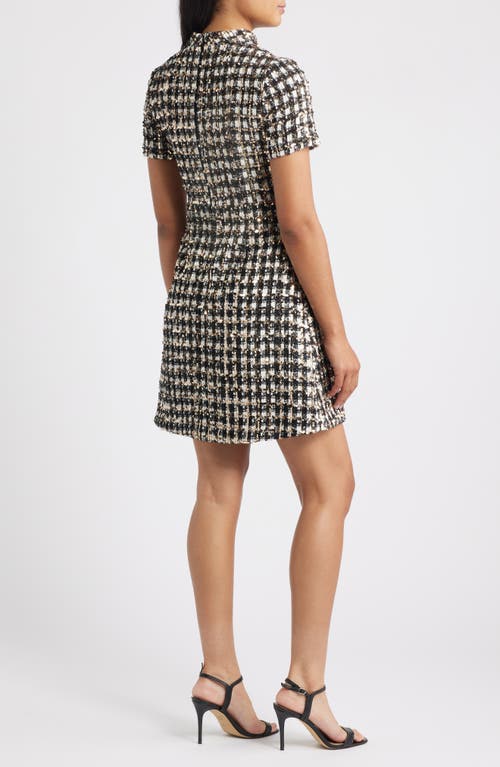 Vince Camuto Sequin Tweed Dress In Gray