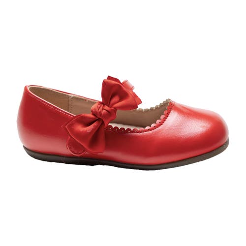 Tulleen Satin Elodie Rhinestone Bow Flats In Red