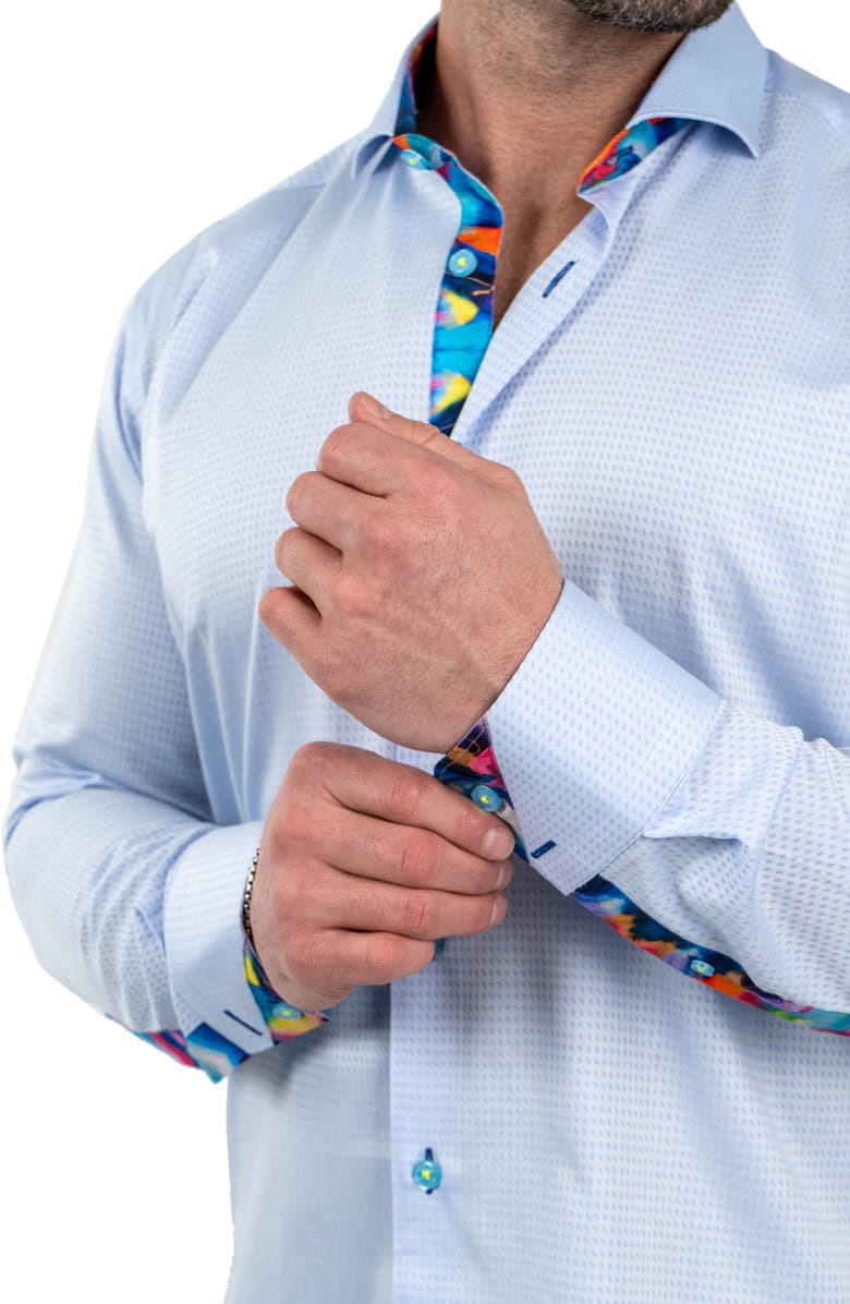 Maceoo Einstein Jacqinfinity Blue Button-Up Shirt, Alternate, color,