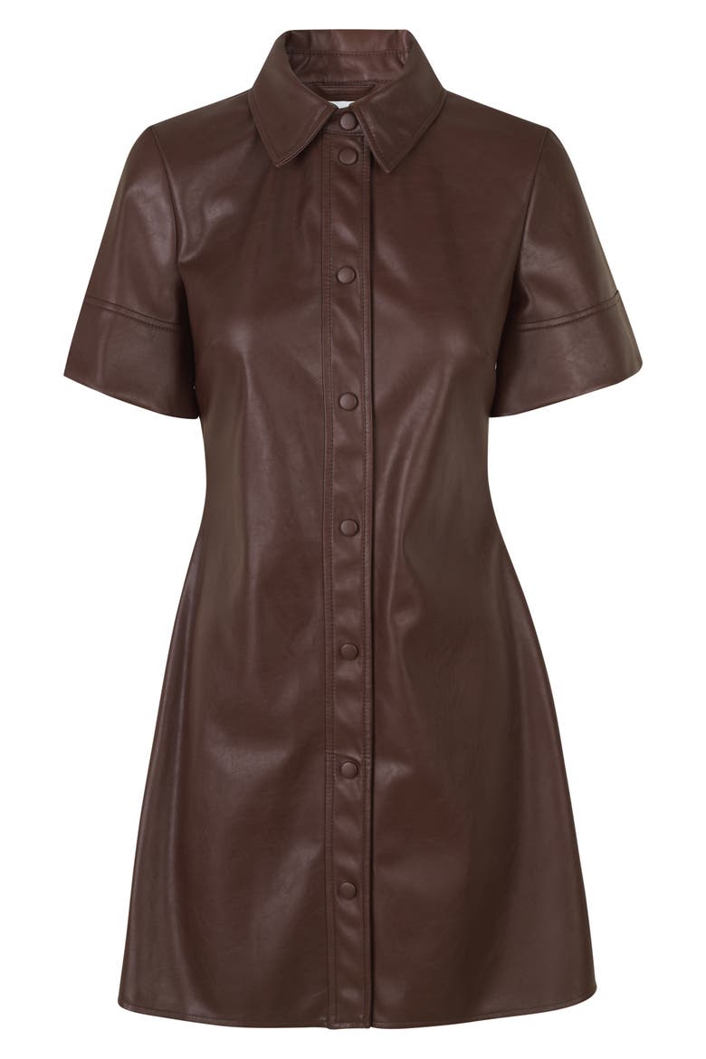 Short Sleeve Faux Leather Shirtdress, Main, color, MOLE