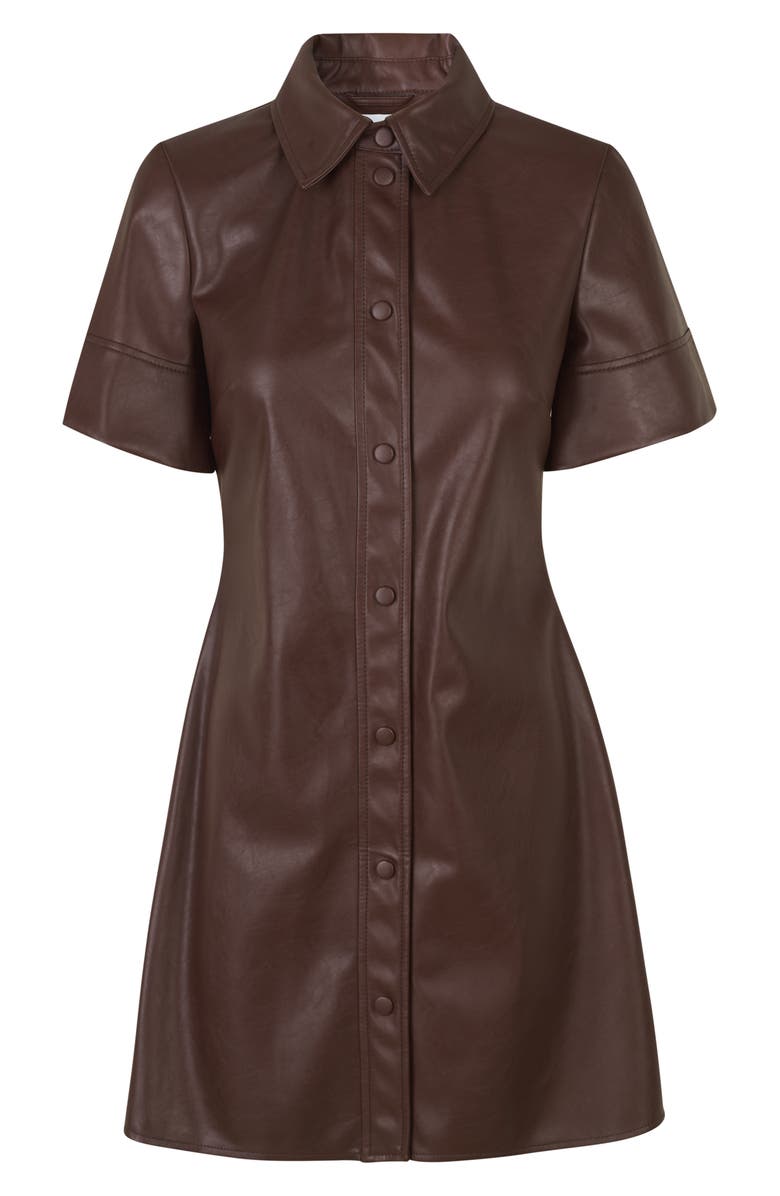 Samsøe Samsøe Short Sleeve Faux Leather Shirtdress, Main, color, 