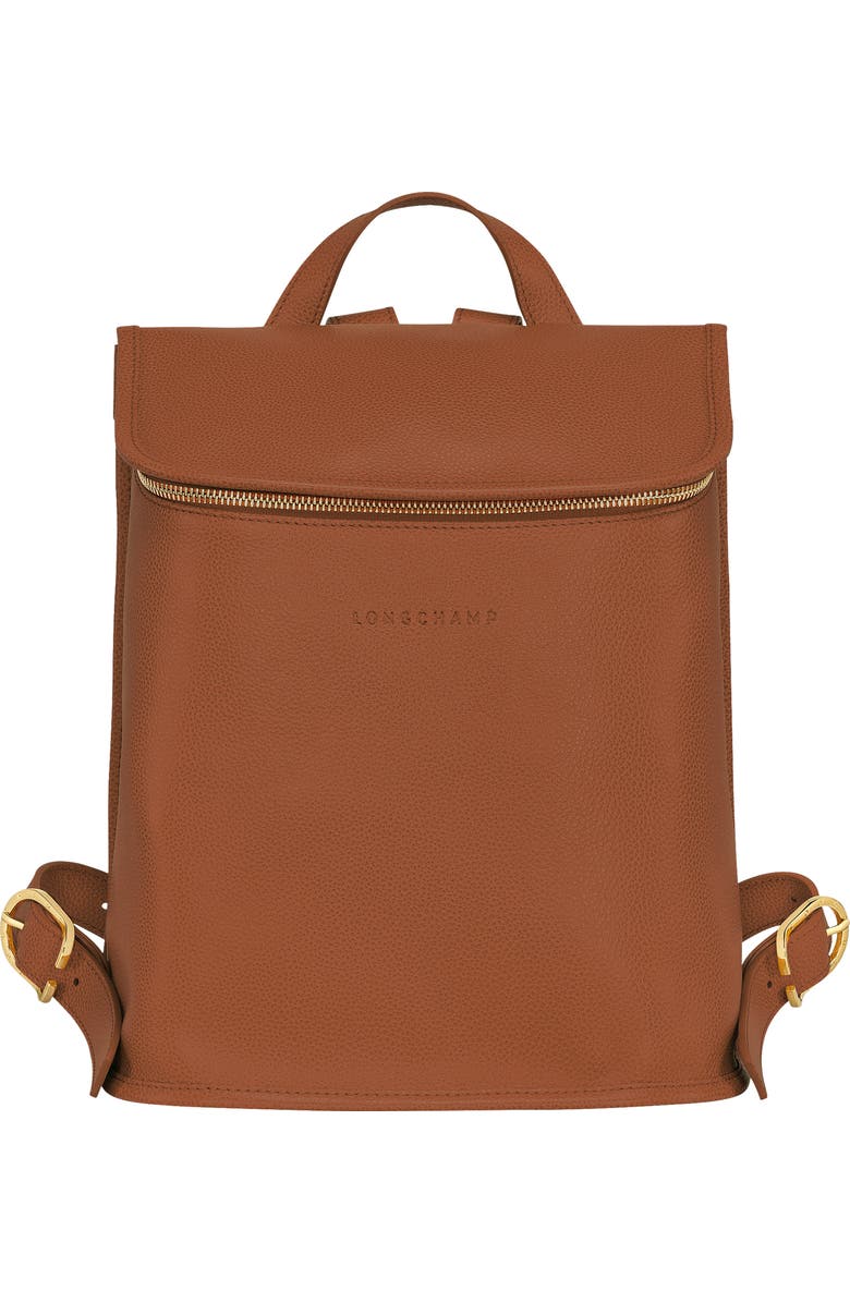 Longchamp Compact Le Foulonné Leather Backpack, Main, color,