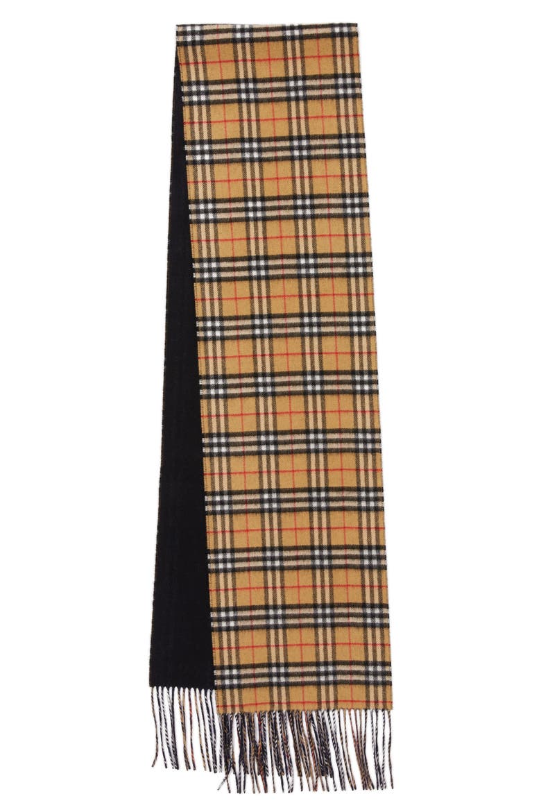 Reversible Vintage Check Cashmere Scarf, Main, color, BLUE CARBON