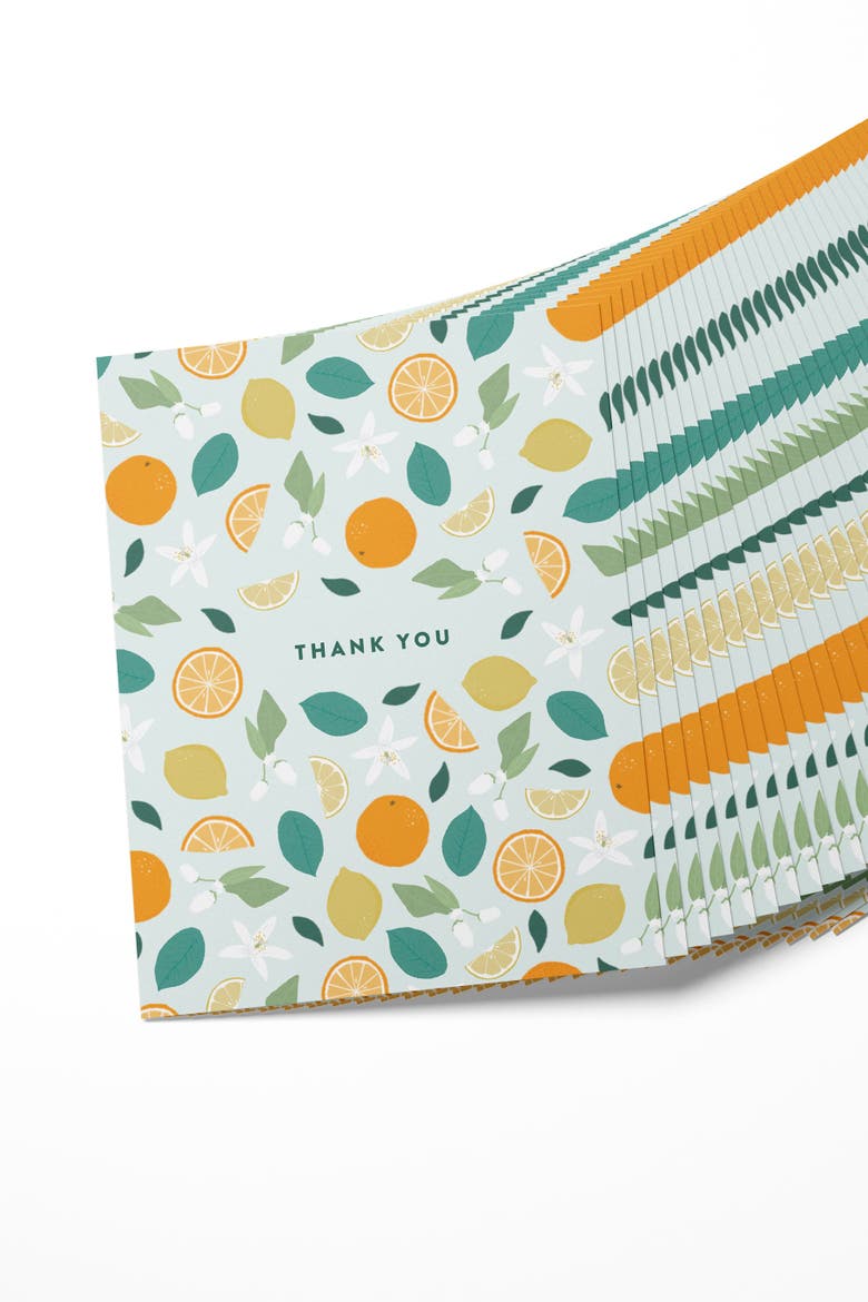 Citrus & Botanicals Thank You - Boxed Set of 8 Cards, Alternate, color, Citrus & Botanicals