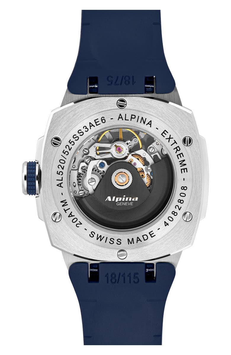 ALPINA Alpiner Extreme Skeleton Automatic Rubber Strap Watch, 39mm, Alternate, color, 