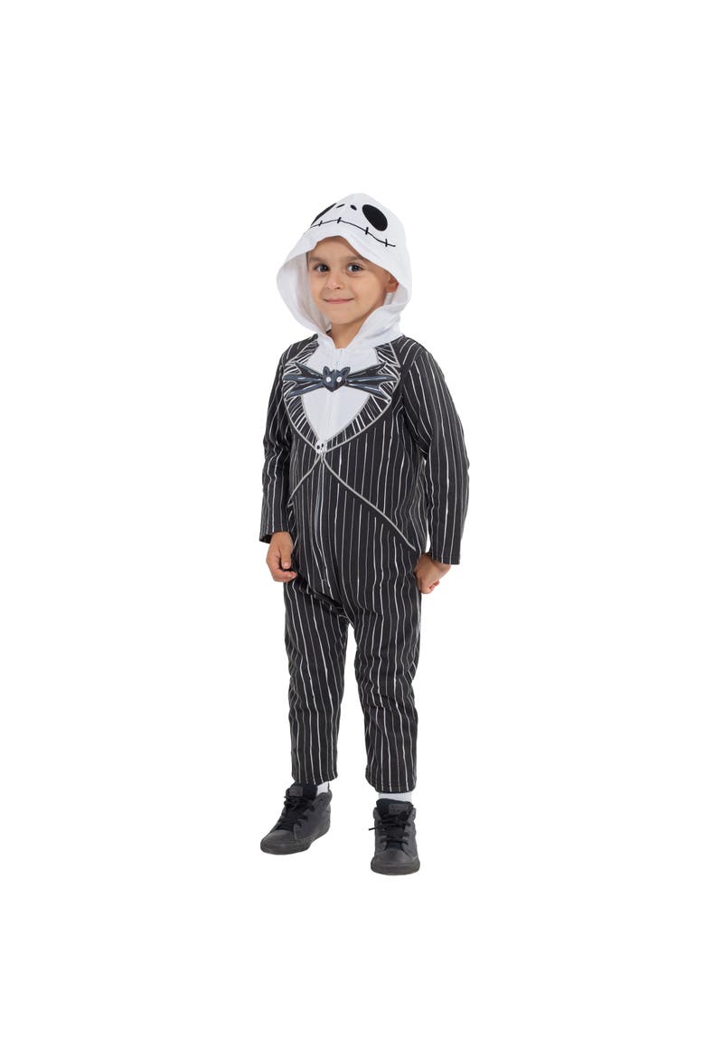 Nightmare Before Christmas Jack Skellington Cosplay Hooded One Piece Jumpsuit, Alternate, color, Jack Skellington Black