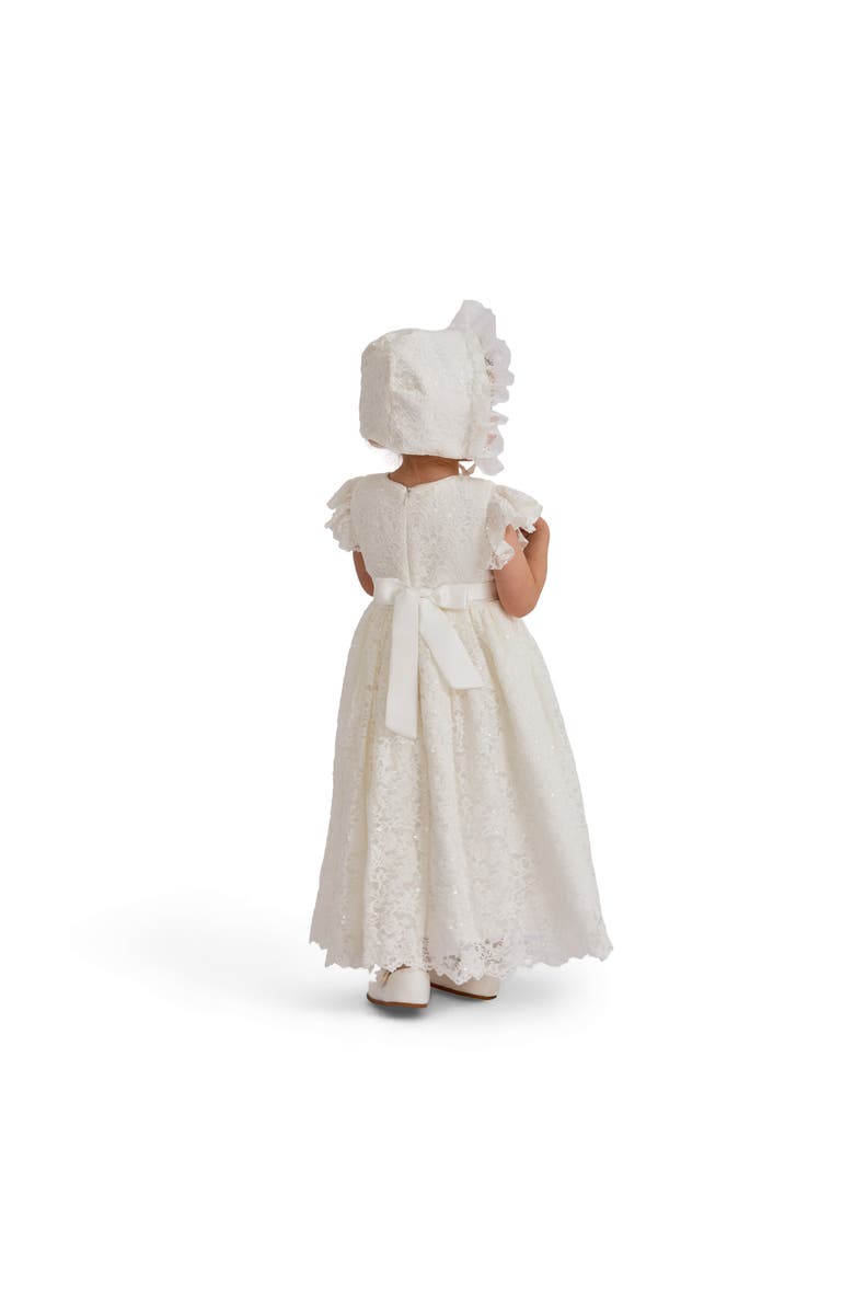 Tulleen Velloria Lace Christening Dress with Bonnet, Alternate, color, White