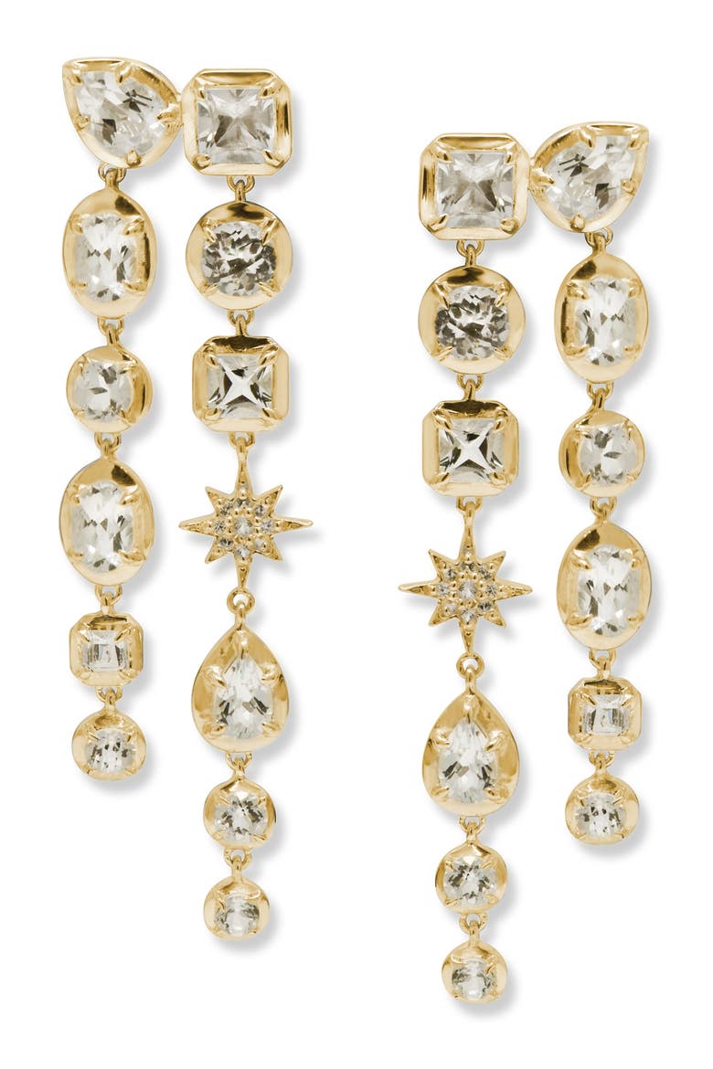 Melia Grace Double Piercing Drop Earrings, Main, color, CLEAR