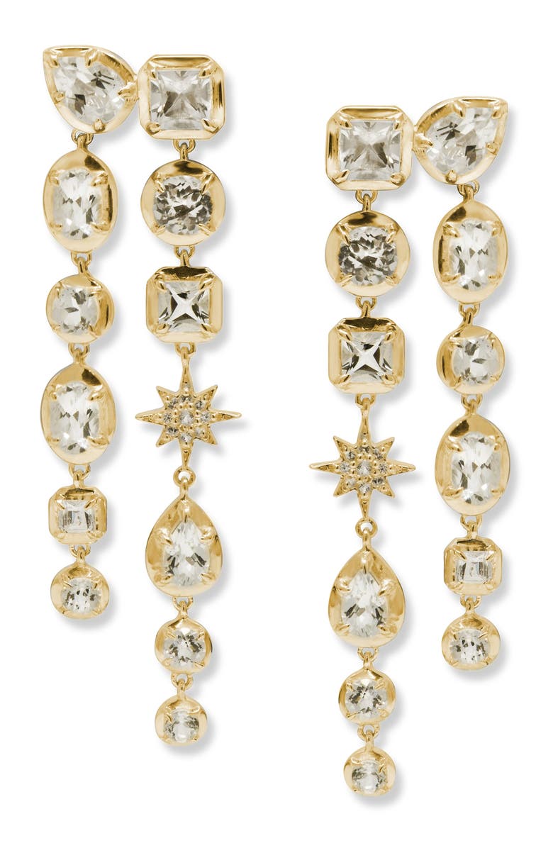 Anzie Melia Grace Double Piercing Drop Earrings, Main, color, Clear