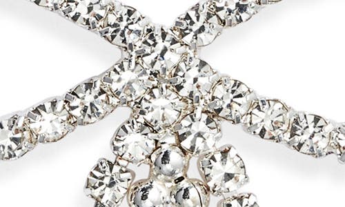 Open Edit Stone Crystal Bow Drop Earrings In Silver