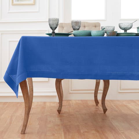 Linen Tablecloth for Kitchen Dining Table Decor - Classic Hemstitch