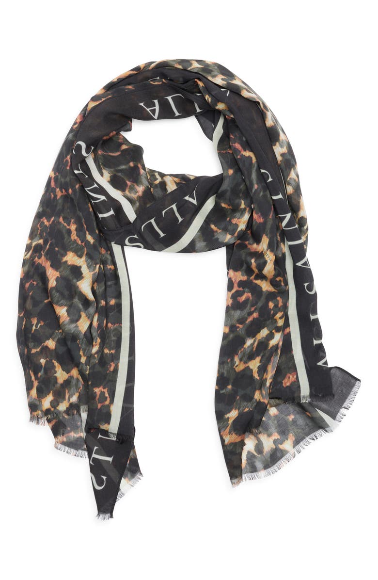 AllSaints Pardus Oblong Scarf, Alternate, color, White/Black