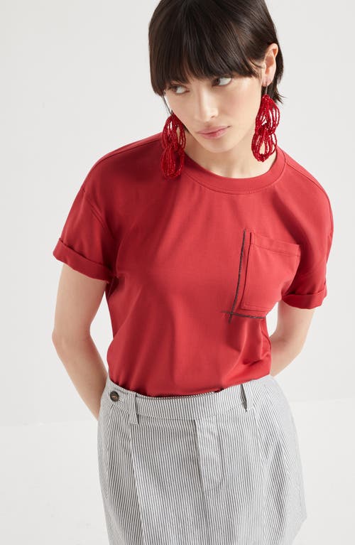 Brunello Cucinelli T-shirt Whit Embellishments In Red