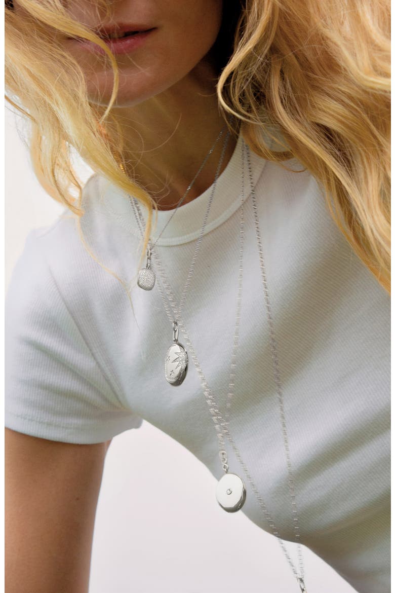 Infinity Sterling Silver Sapphire Locket Necklace, Alternate, color, STERLING SILVER