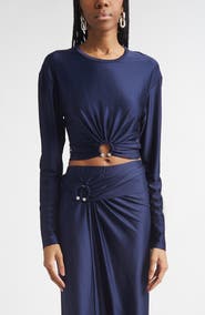 Rabanne Pierced Satin Crop Top