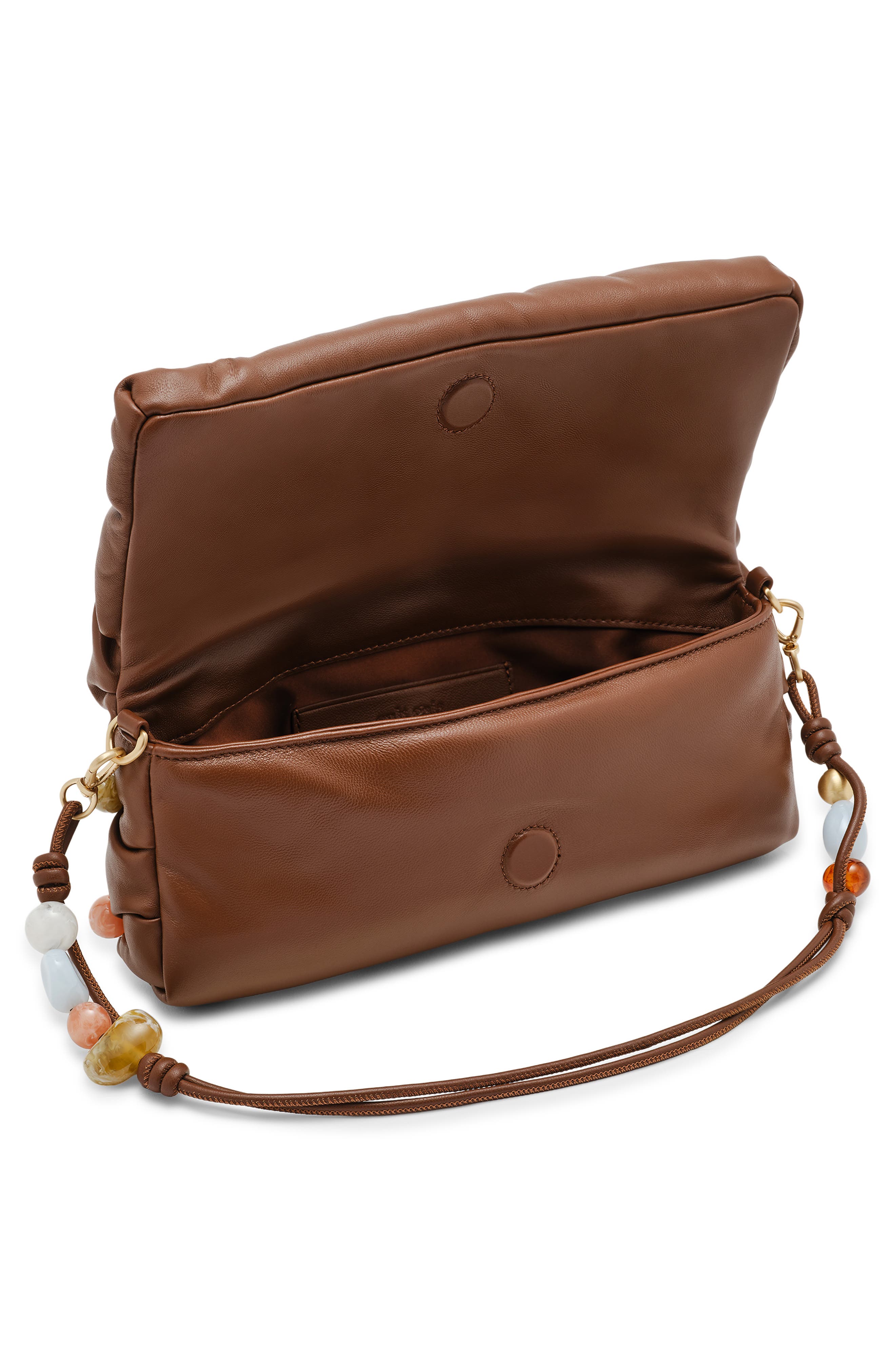 Cult Gaia Amalia Leather Clutch, Alternate, color, Saddle Bauble Multi