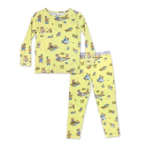Bellabu Bear Kids' Teddy Bear Picnic Set Of 2 Piece Pajamas In Green