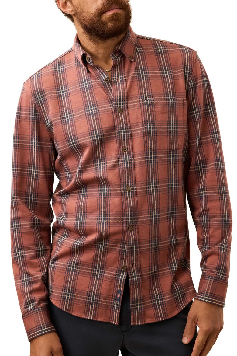 Coastline Knit Button-Down Shirt, Main, color, REDWOOD NIGHTS PLAID