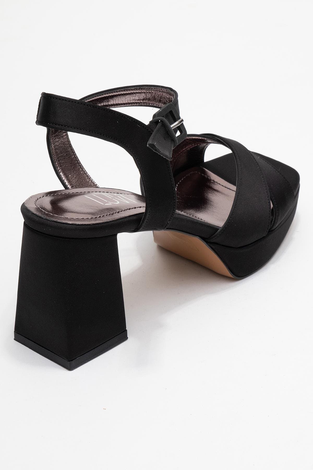 Lisbon Platform Block Heel Sandal, Alternate, color, Black Satin